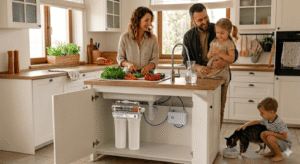 MR-33 Smart UV מטהר מים תת כיורי למטבח הכולל 2 סנני פחם, נורת UV וברזון מזיגה נירוסטה