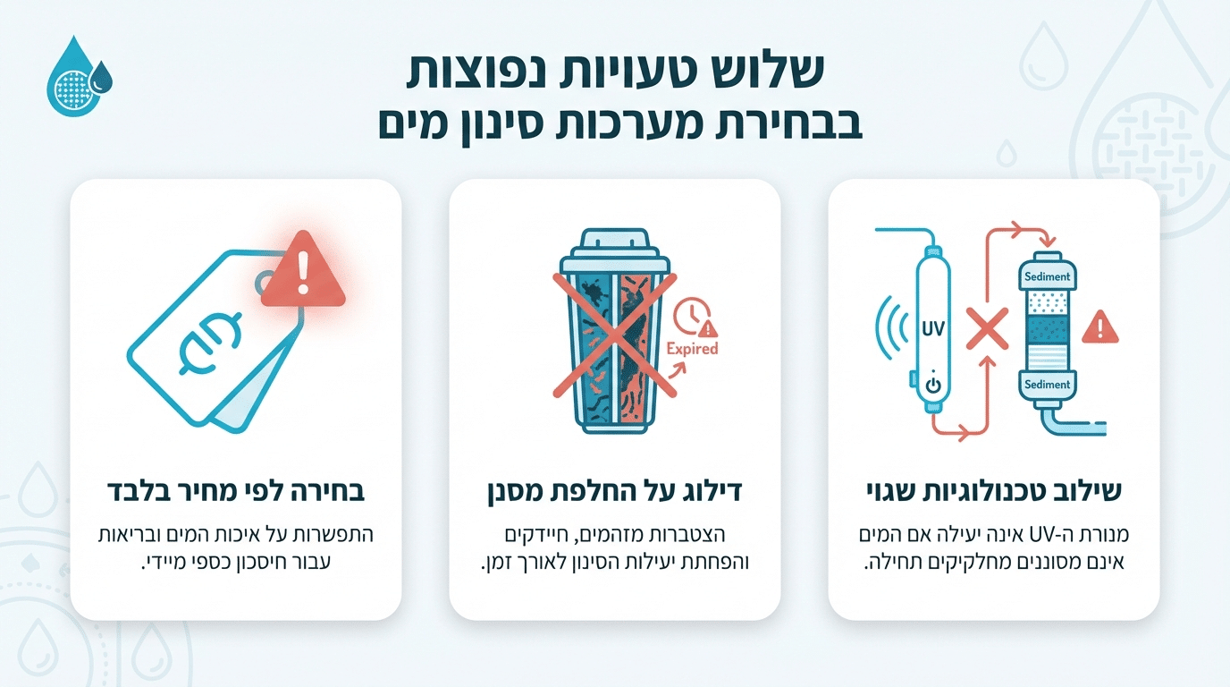 טעויות נפוצות בבחירת מערכת טיהור מים