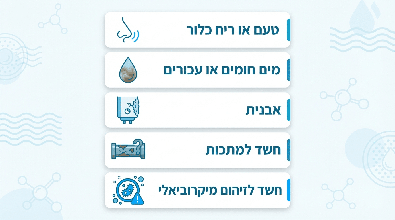 השוואת בעיות מים נפוצות, גורמים ופתרונות