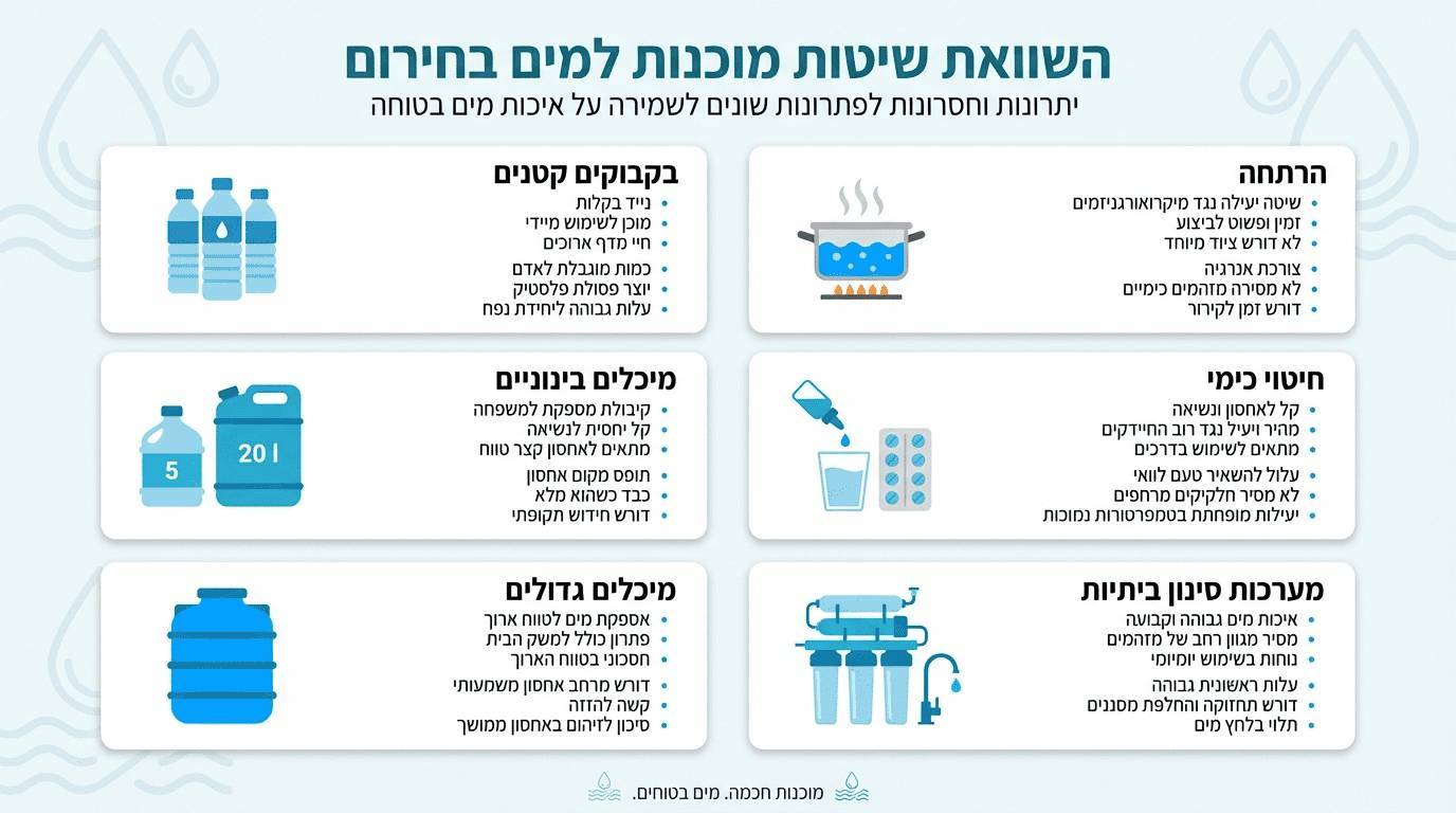 השוואת שיטות היערכות למים בשעת חירום