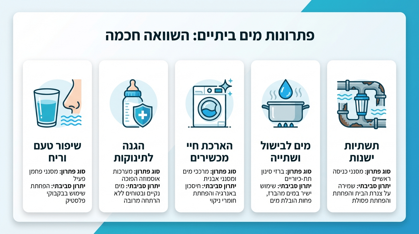 השוואת פתרונות ביתיים למים