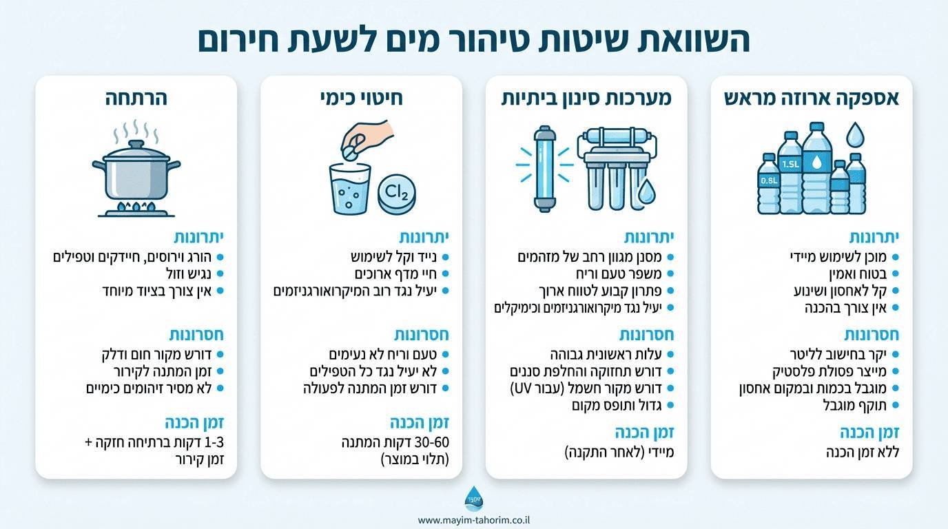 שיטות טיהור מים בשעת חירום