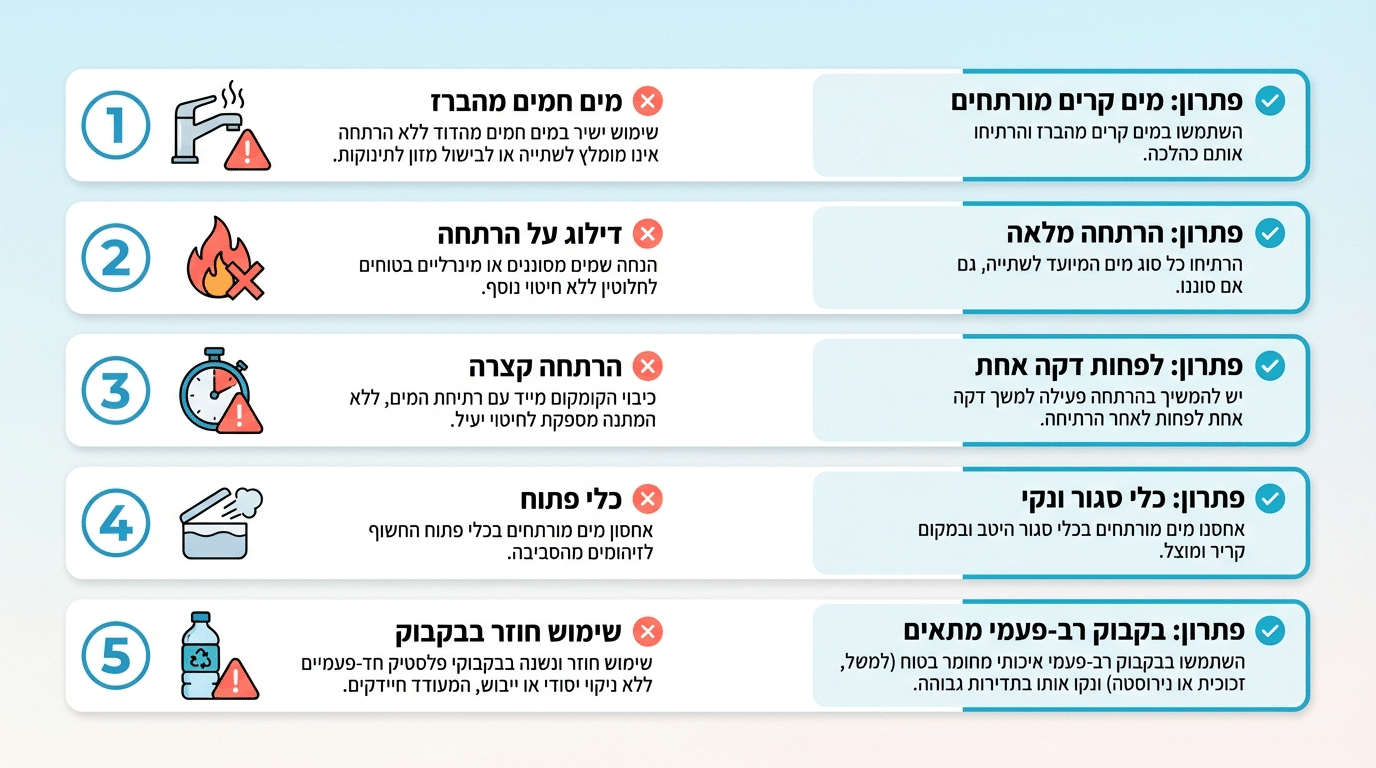 חמש טעויות נפוצות בהכנת מים לתינוק