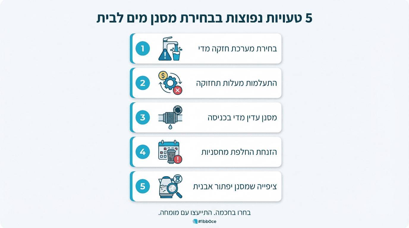 חמש טעויות נפוצות בבחירת מסנן מים לבית