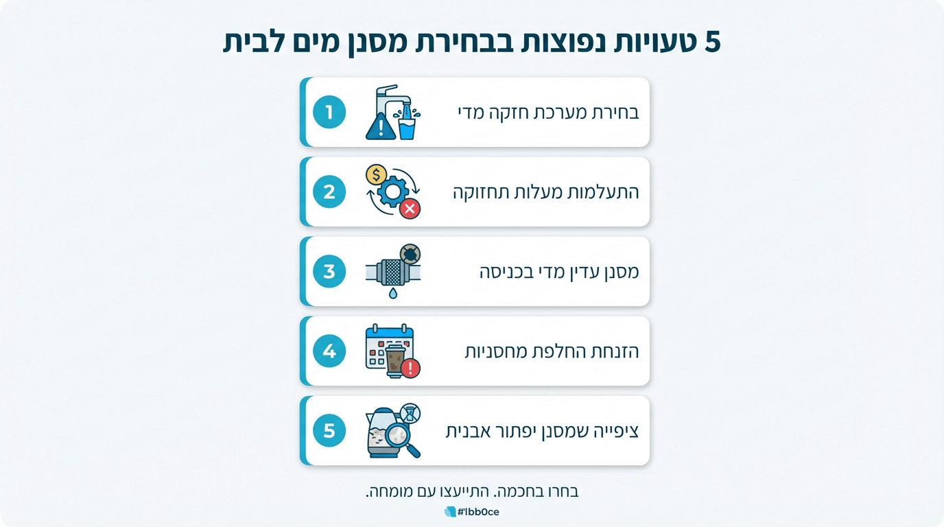 חמש טעויות נפוצות בבחירת מסנן מים לבית