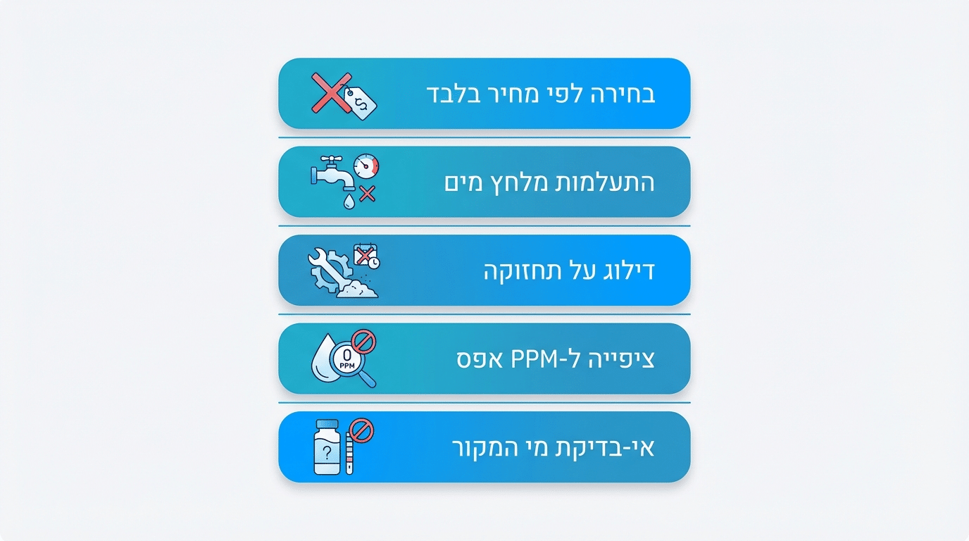 חמש טעויות נפוצות בבחירת מערכת אוסמוזה הפוכה