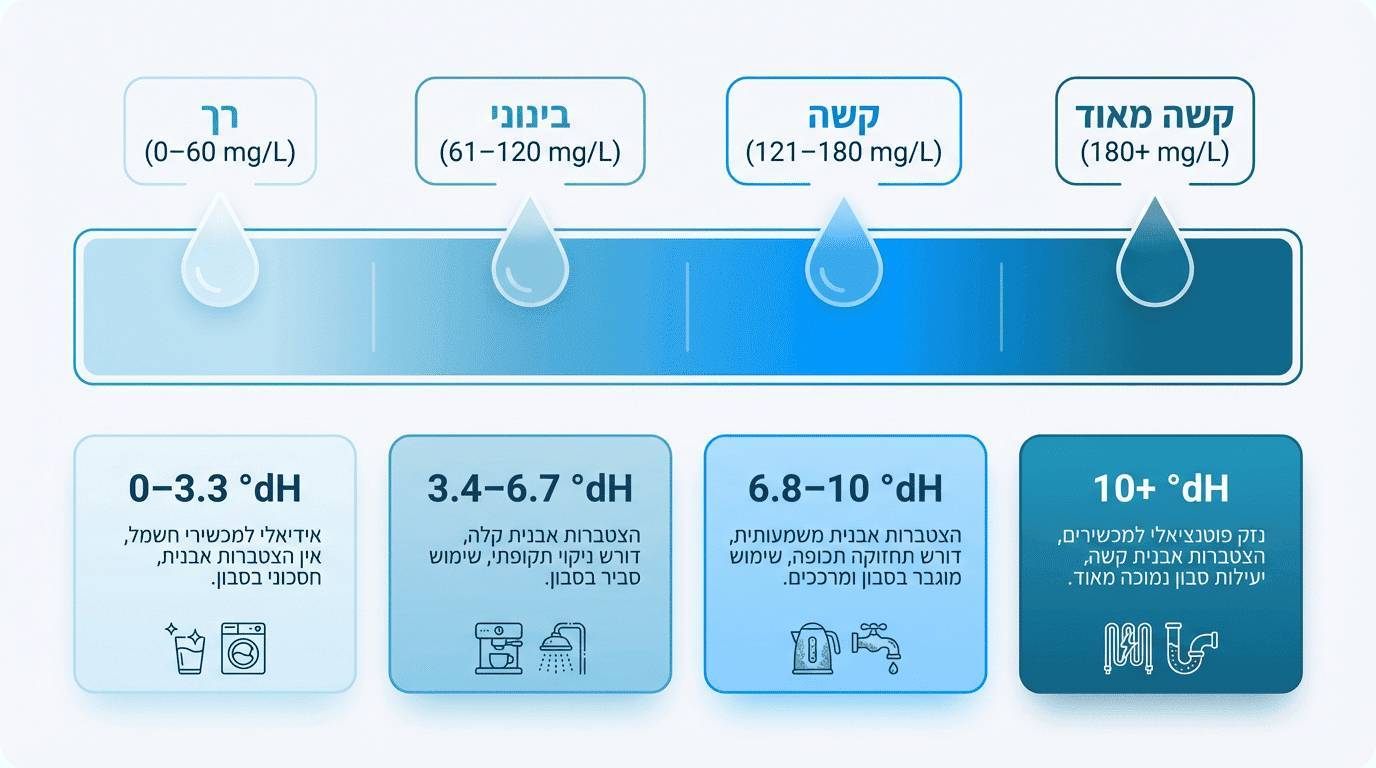 טבלת דרגות קשיות מים