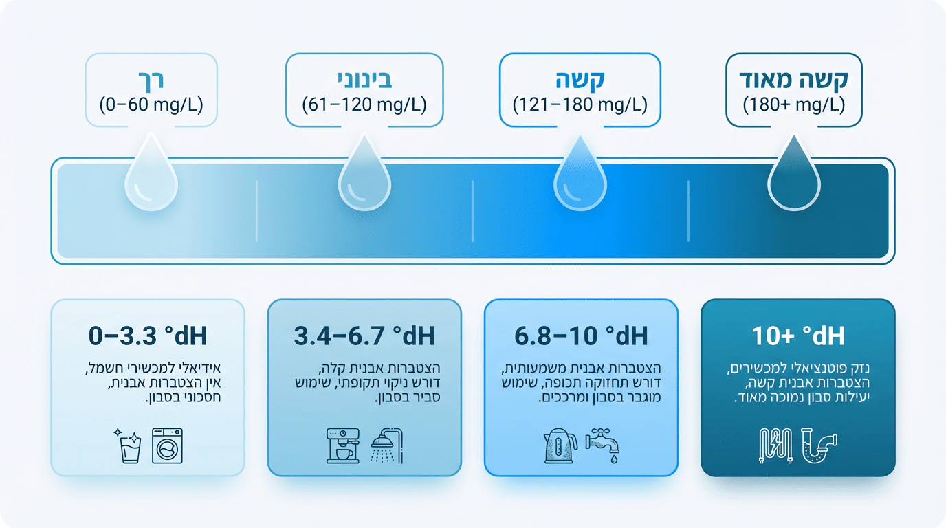 טבלת דרגות קשיות מים