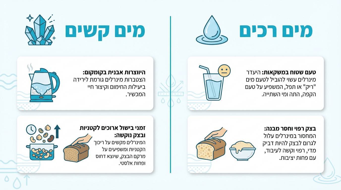 מים קשים לעומת מים רכים - ההשפעה על המטבח