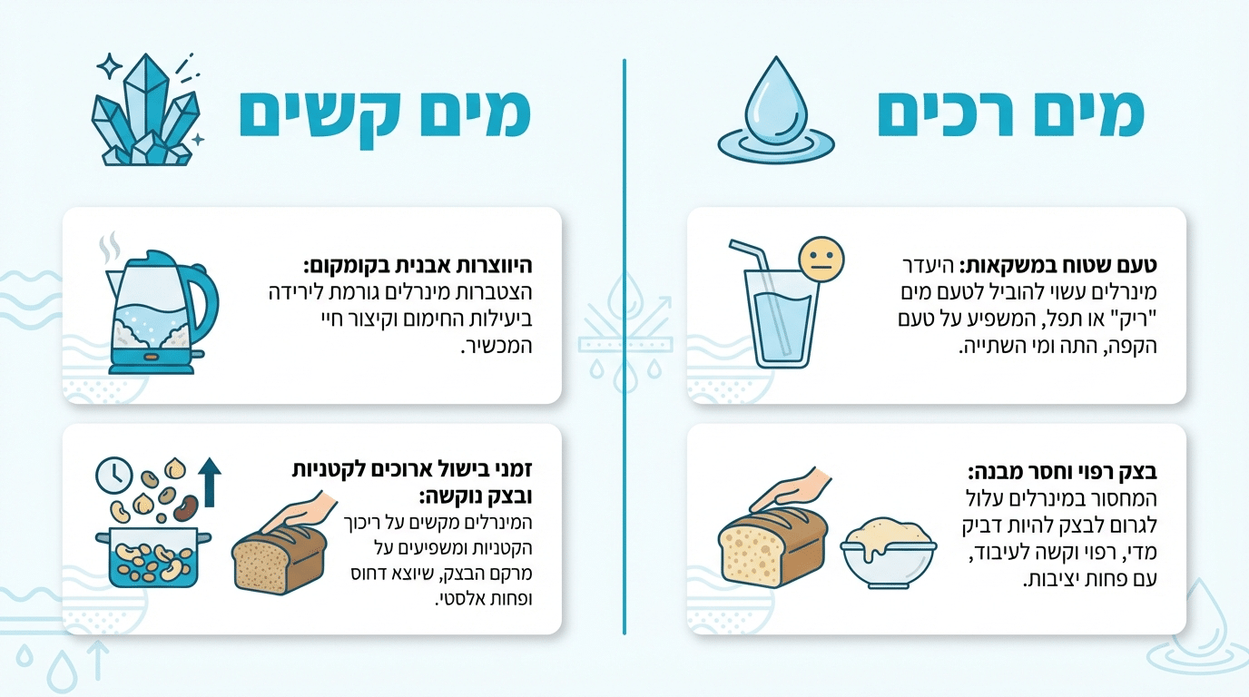 מים קשים לעומת מים רכים - ההשפעה על המטבח