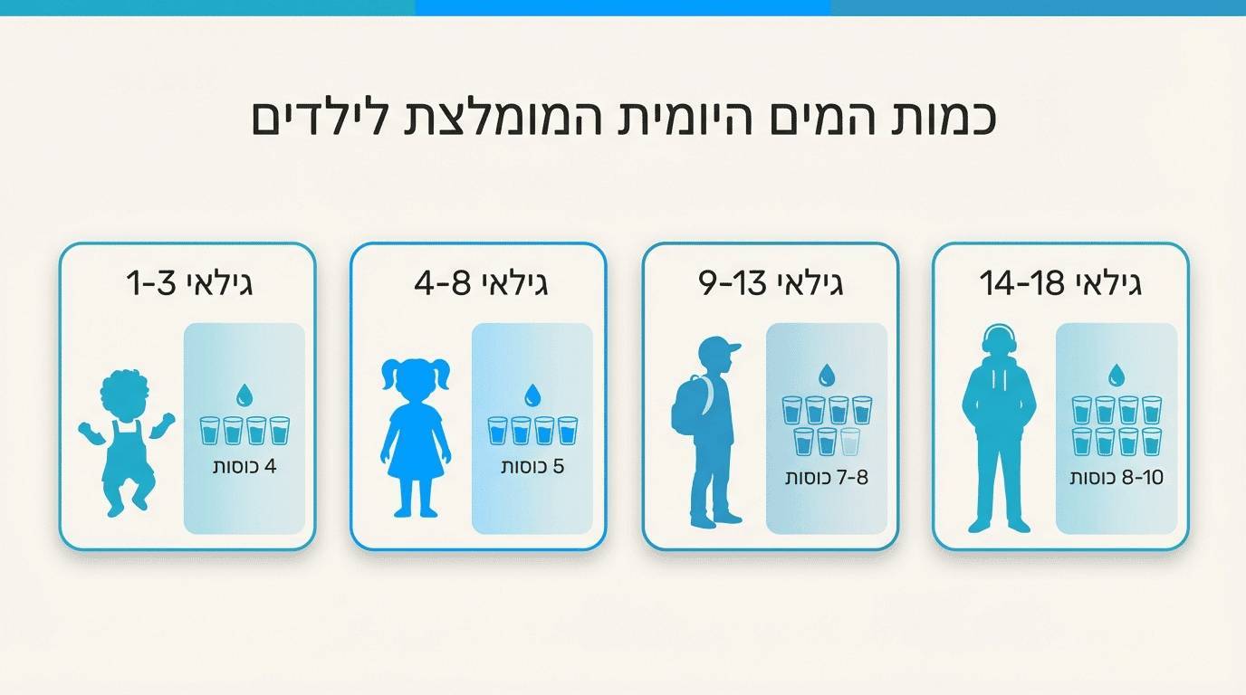 כמה מים ילדים צריכים לשתות ביום