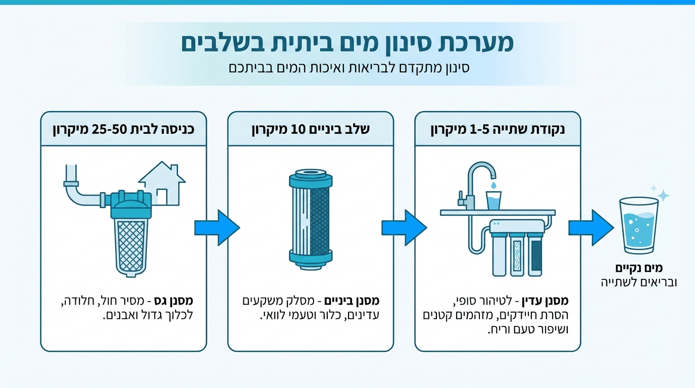 איך לבחור דרגת סינון במיקרונים בלי לפגוע בלחץ המים