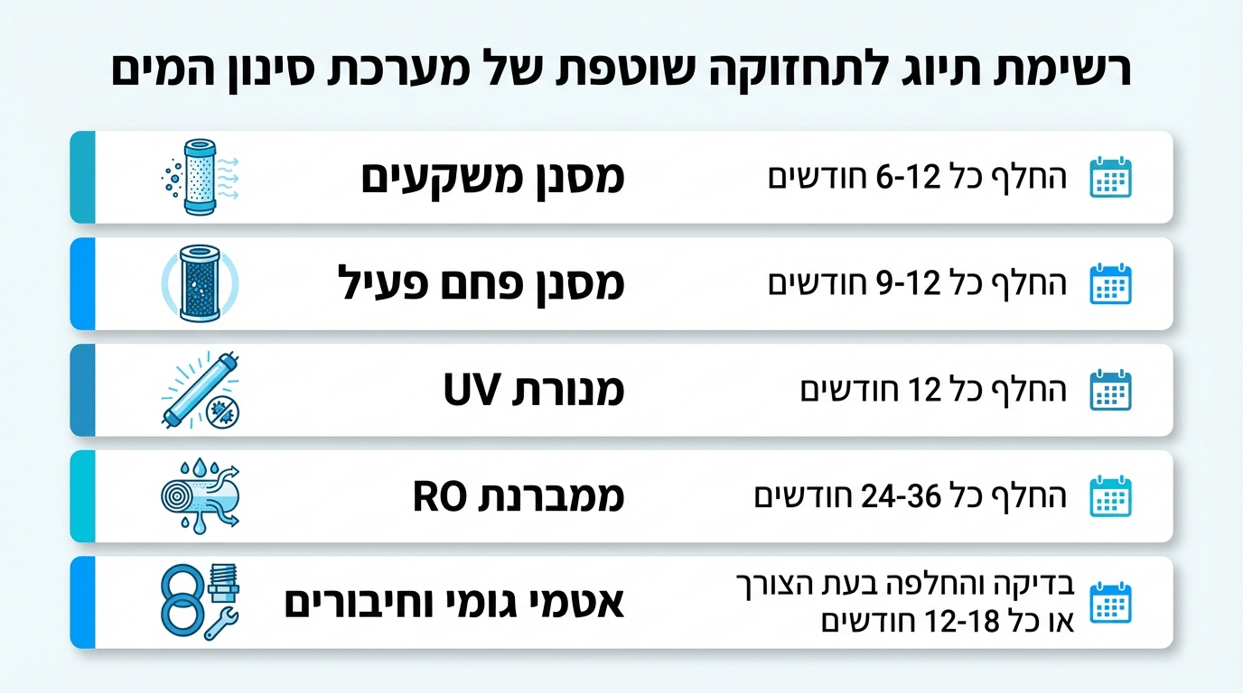 צ'קליסט תחזוקה למטהר מים לפי רכיב