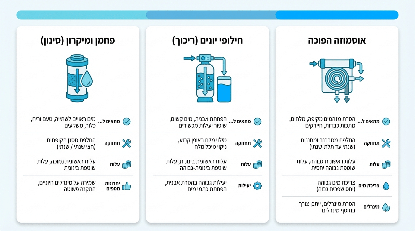 השוואת טכנולוגיות טיפול במים