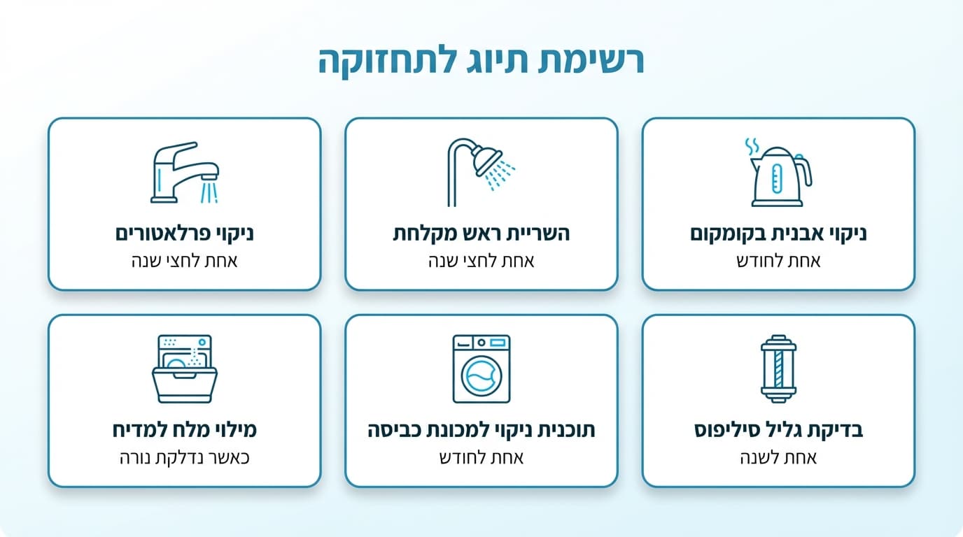 צ'ק-ליסט תחזוקה - הפחתת נזקי מים קשים במטבח ובאמבטיה