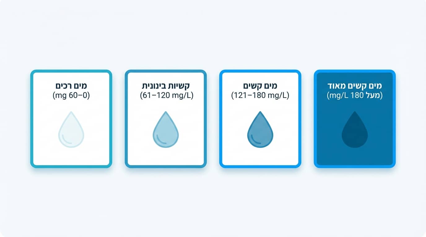 איזה רמת קשיות נחשבת מים קשים - טבלת סיווג קשיות מים